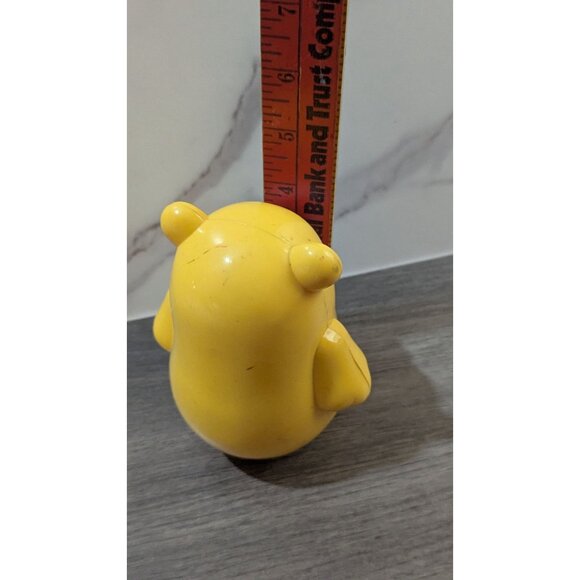Vintage Yellow Bear Roly-Poly Musical Toy With Red Bow Tie retro - Picture 7 of 8
